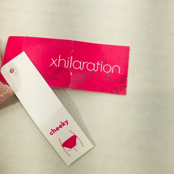 Xhilaration Womens Sz Medium 4-6 Textured Metallic Cheeky Bikini Swim Bottom New - Picture 3 of 9